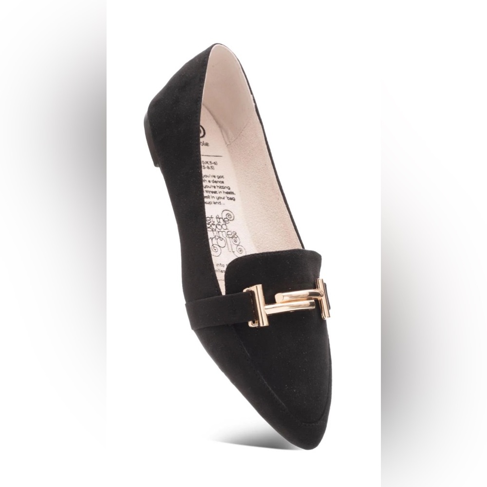 Rollasole- Duchess black flat shoe Size 11.5-12.5